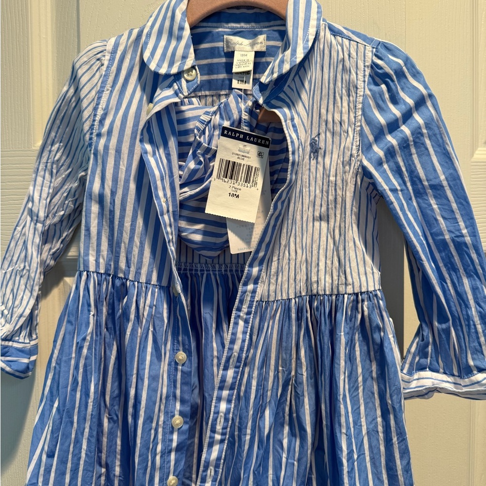 Ralph Lauren Blue and White Striped Shirt Dress